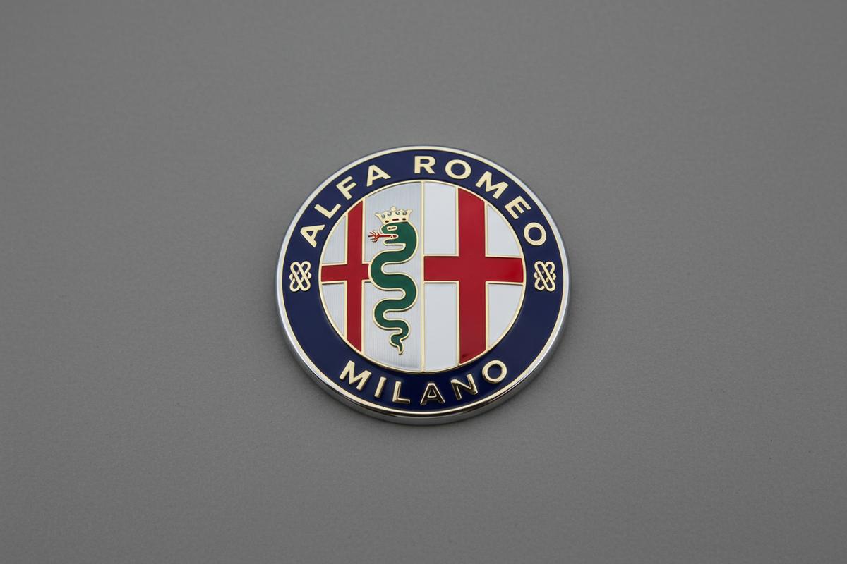 alfa romeo car logo grey background