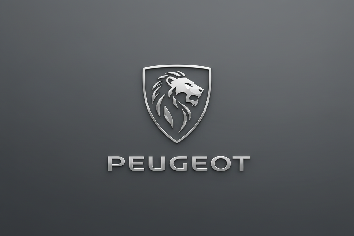 peugoet car logo grey background